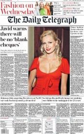 The Daily Telegraph () Newspaper Front Page for 28 August 2019