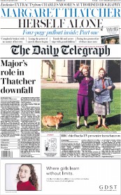 The Daily Telegraph () Newspaper Front Page for 28 September 2019