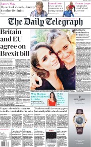 The Daily Telegraph () Newspaper Front Page for 29 November 2017