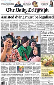 The Daily Telegraph () Newspaper Front Page for 29 December 2014