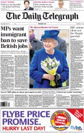 The Daily Telegraph () Newspaper Front Page for 29 March 2013