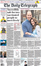 The Daily Telegraph () Newspaper Front Page for 29 April 2021