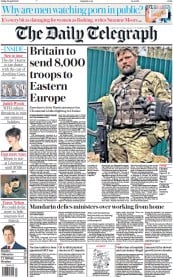 The Daily Telegraph () Newspaper Front Page for 29 April 2022