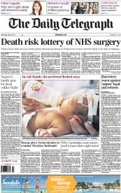 The Daily Telegraph () Newspaper Front Page for 29 May 2013