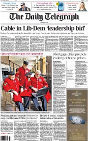 The Daily Telegraph () Newspaper Front Page for 29 May 2014