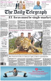 The Daily Telegraph () Newspaper Front Page for 29 July 2015