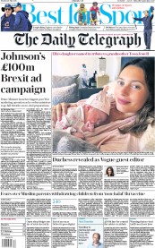 The Daily Telegraph () Newspaper Front Page for 29 July 2019