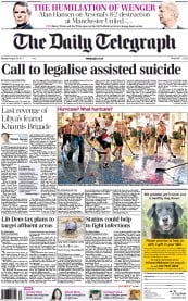 The Daily Telegraph () Newspaper Front Page for 29 August 2011