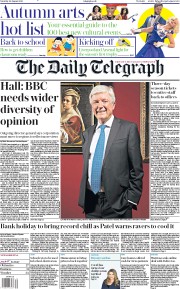 The Daily Telegraph () Newspaper Front Page for 29 August 2020