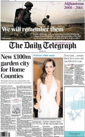 The Daily Telegraph () Newspaper Front Page for 2 December 2014