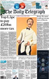 The Daily Telegraph () Newspaper Front Page for 2 December 2016