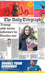 The Daily Telegraph () Newspaper Front Page for 2 December 2017