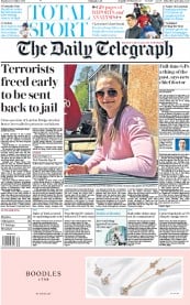 The Daily Telegraph () Newspaper Front Page for 2 December 2019