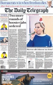 The Daily Telegraph () Newspaper Front Page for 2 December 2021