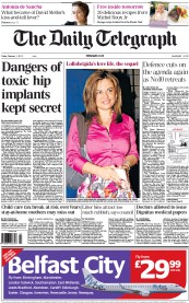 The Daily Telegraph () Newspaper Front Page for 2 February 2013