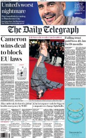 The Daily Telegraph () Newspaper Front Page for 2 February 2016