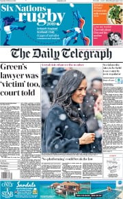 The Daily Telegraph () Newspaper Front Page for 2 February 2019