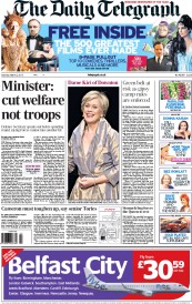 The Daily Telegraph () Newspaper Front Page for 2 March 2013