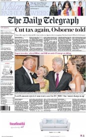 The Daily Telegraph () Newspaper Front Page for 2 March 2016
