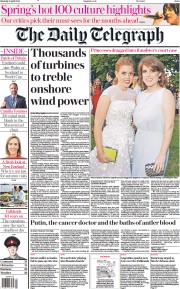 The Daily Telegraph () Newspaper Front Page for 2 April 2022