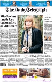 The Daily Telegraph () Newspaper Front Page for 2 May 2014