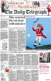 The Daily Telegraph () Newspaper Front Page for 2 May 2018