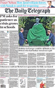 The Daily Telegraph () Newspaper Front Page for 2 July 2021