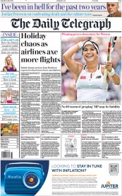 The Daily Telegraph () Newspaper Front Page for 2 July 2022