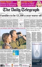 The Daily Telegraph () Newspaper Front Page for 2 August 2011
