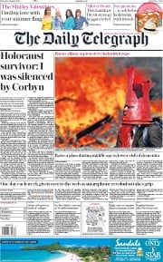 The Daily Telegraph () Newspaper Front Page for 2 August 2018