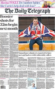 The Daily Telegraph () Newspaper Front Page for 2 August 2021
