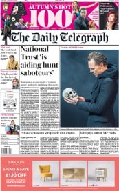 The Daily Telegraph () Newspaper Front Page for 2 September 2017