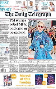The Daily Telegraph () Newspaper Front Page for 2 September 2019