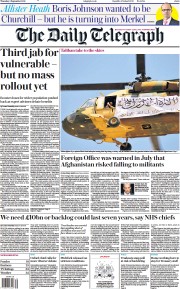 The Daily Telegraph () Newspaper Front Page for 2 September 2021