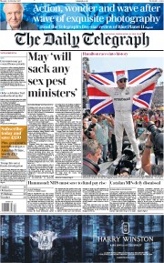 The Daily Telegraph () Newspaper Front Page for 30 October 2017
