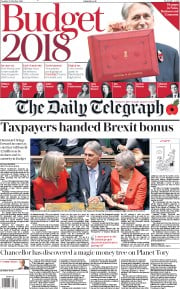 The Daily Telegraph () Newspaper Front Page for 30 October 2018