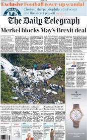 The Daily Telegraph () Newspaper Front Page for 30 November 2016
