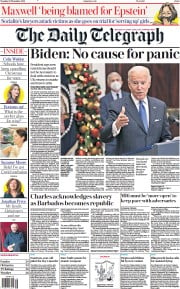 The Daily Telegraph () Newspaper Front Page for 30 November 2021
