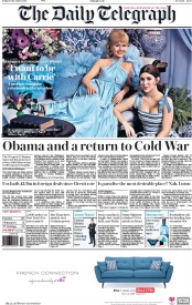 The Daily Telegraph () Newspaper Front Page for 30 December 2016