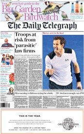 The Daily Telegraph () Newspaper Front Page for 30 January 2016