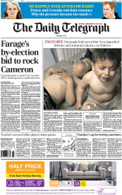 The Daily Telegraph () Newspaper Front Page for 30 April 2014