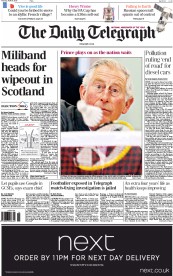 The Daily Telegraph () Newspaper Front Page for 30 April 2015