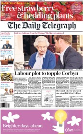 The Daily Telegraph () Newspaper Front Page for 30 April 2016