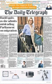 The Daily Telegraph () Newspaper Front Page for 30 April 2018