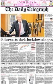 The Daily Telegraph () Newspaper Front Page for 30 April 2020