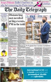 The Daily Telegraph () Newspaper Front Page for 30 April 2021