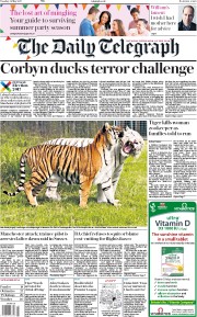 The Daily Telegraph () Newspaper Front Page for 30 May 2017