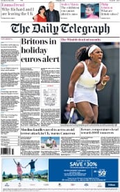 The Daily Telegraph () Newspaper Front Page for 30 June 2015