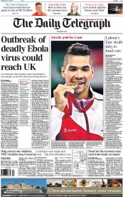 The Daily Telegraph () Newspaper Front Page for 30 July 2014