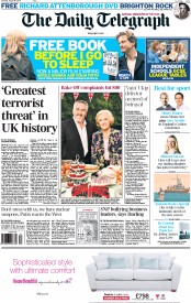 The Daily Telegraph () Newspaper Front Page for 30 August 2014